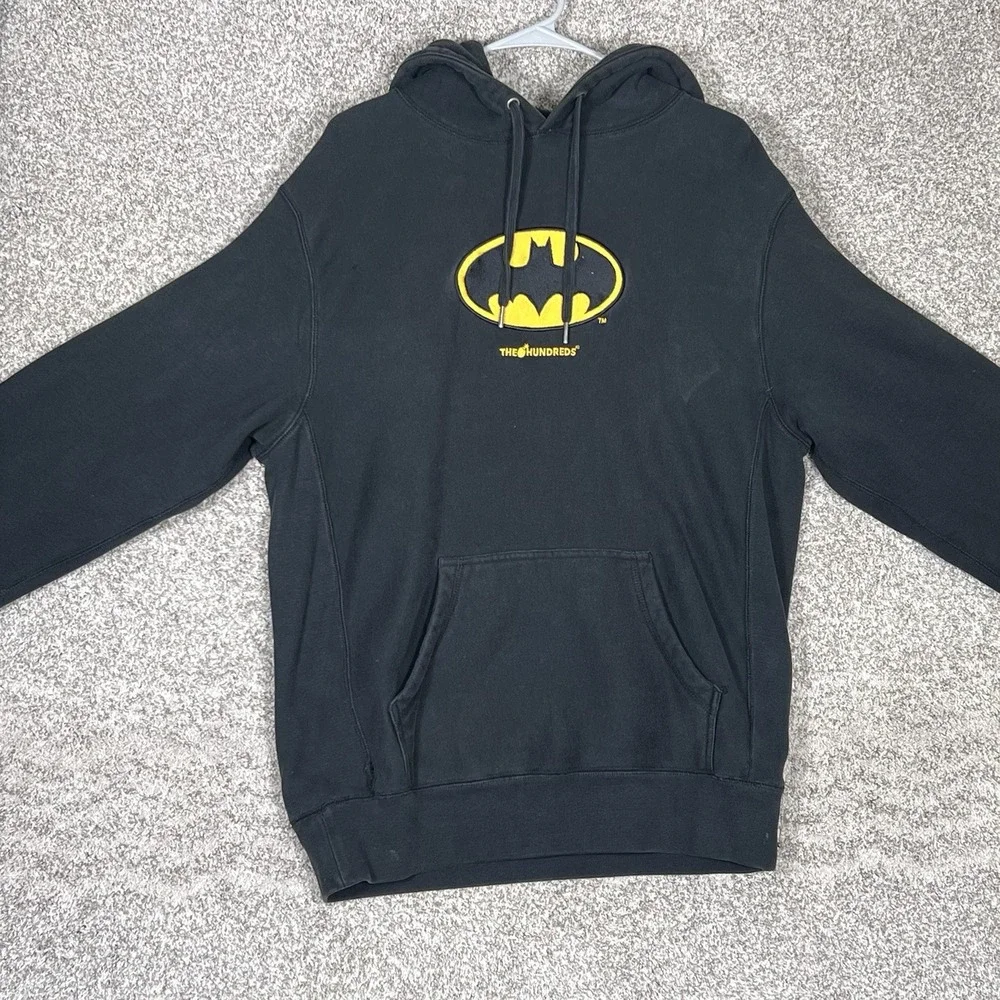 The Hundreds Batman Hoodie Menz Medium Black DC Comics Drawstring Embroidered - Picture 1 of 8